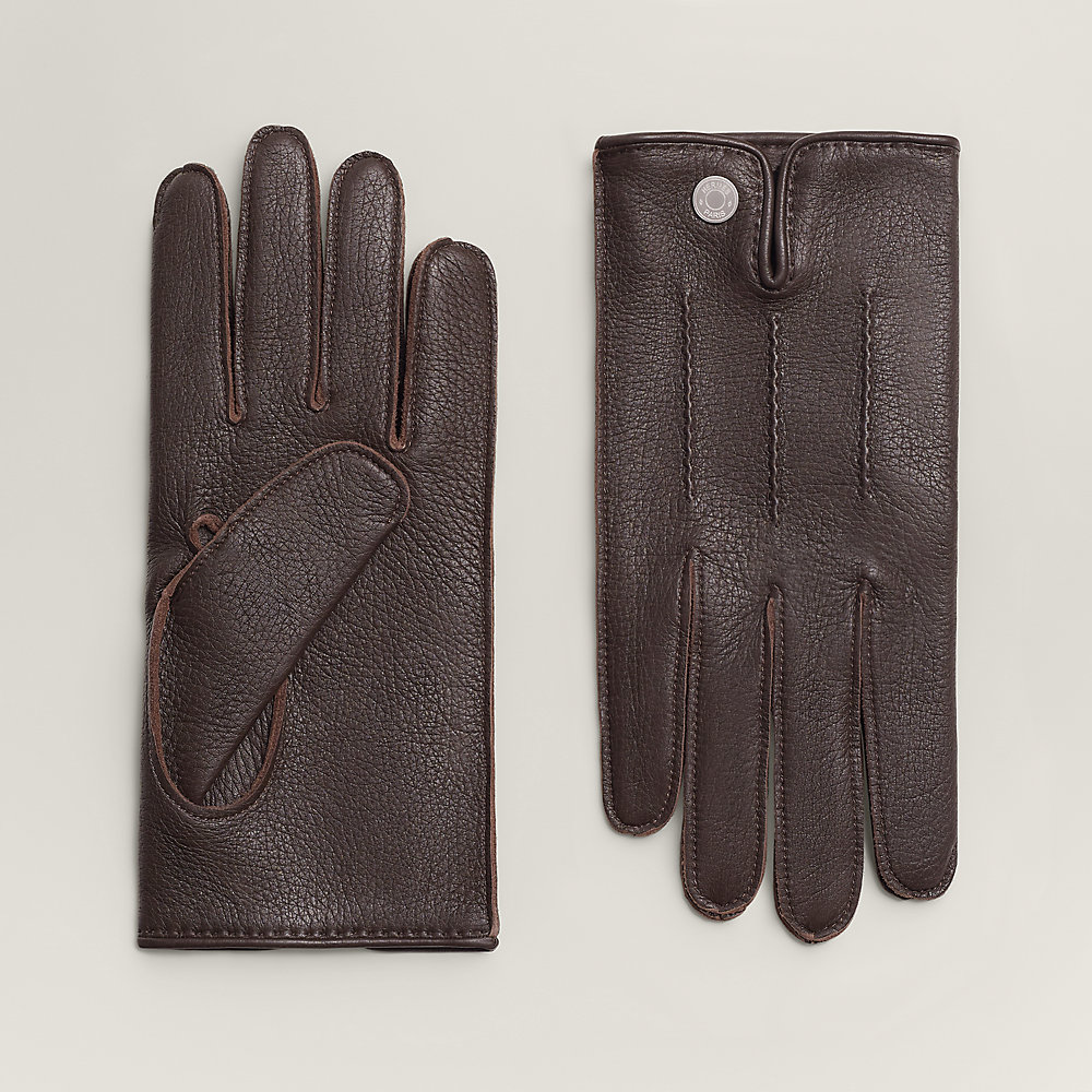 HERMES カシミア手袋 エルメス グローブ ディナン カシミヤ レザー メンズL HERMES 手袋